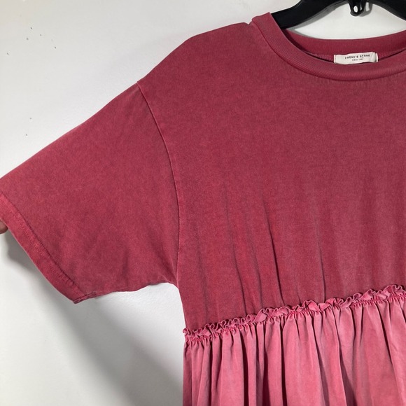 Womens Freak's Store Cotton Tiered Dress Pink Short Sleeve Cotton Size F S/M - Picture 3 of 7